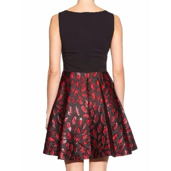 NWT DIANE VON FURSTENBERG Fit & Flare Jaquard Metallic Lip Print Mini Dress Sz 2 - Picture 3 of 16